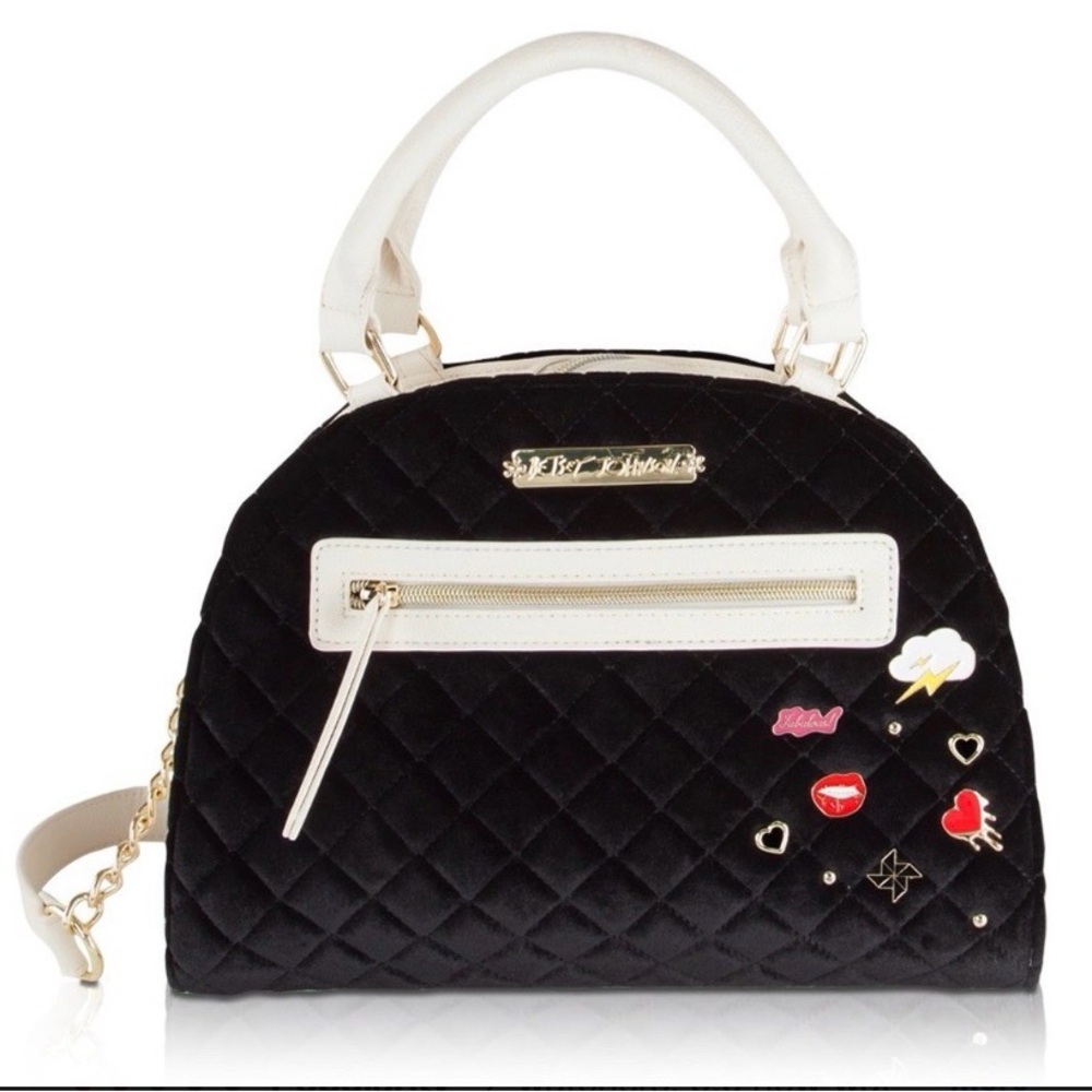 Betsey Johnson Black and White Quilted Shoulder Bag